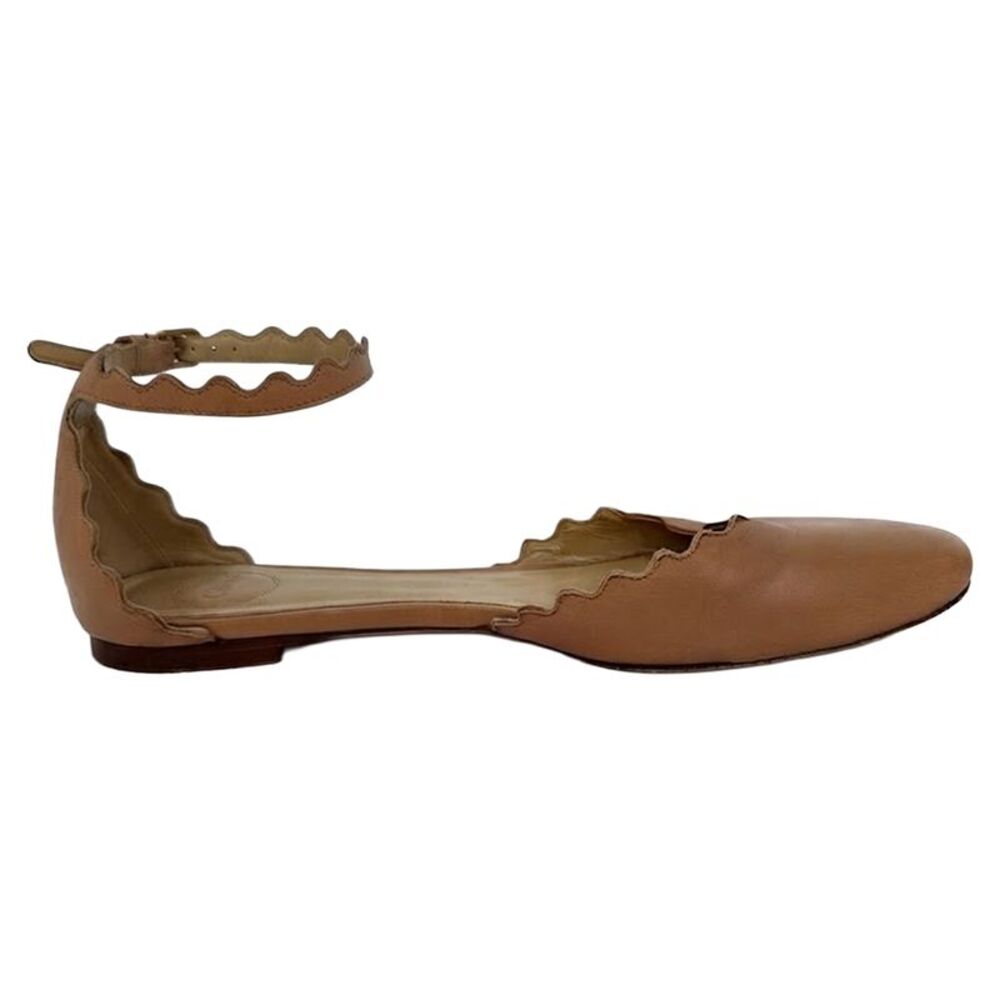 Chloé Lauren Ankle-Strap Ballet Flats in Tan Leather